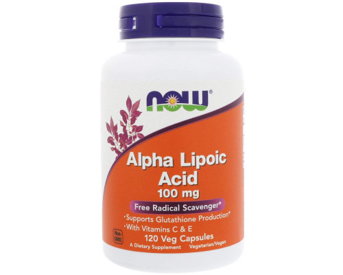 Альфа-ліпоєва кислота, Alpha Lipoic Acid, Now Foods, 100 мг, 120 вегетаріанських капсул