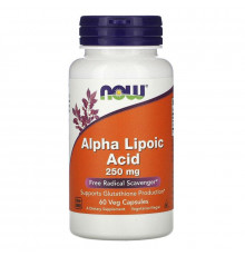Альфа-ліпоєва кислота, Alpha Lipoic Acid, Now Foods, 250 мг, 60 капсул