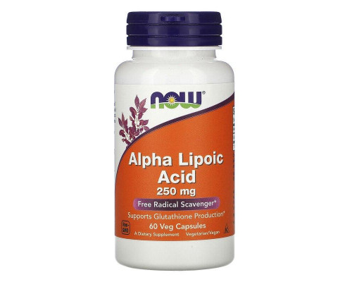 Альфа-ліпоєва кислота, Alpha Lipoic Acid, Now Foods, 250 мг, 60 капсул