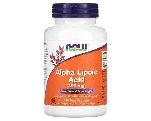 Альфа-ліпоєва кислота, Alpha Lipoic Acid, Now Foods, 250 мг, 120 вегетаріанських капсул