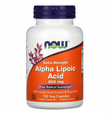 Альфа-ліпоєва кислота, Alpha Lipoic Acid, Now Foods, підвищена міцність, 600 мг, 120 вегетаріанських капсул