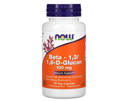 Бета глюкан, Beta-1,3 / 1,6-D-Glucan, Now Foods, 100 мг, 90 вегетаріанських капсул