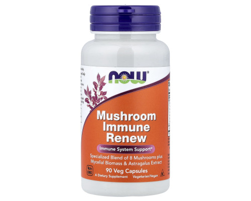 Грибний комплекс для підтримки імунітету, Mushroom Immune Renew, Now Foods, 90 вегетаріанських капсул