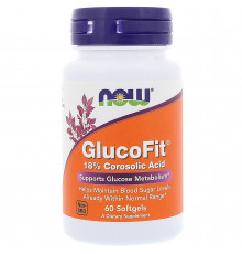 Контроль цукру, GlucoFit, Now Foods, коросолова кислота, 60 гелевих капсул