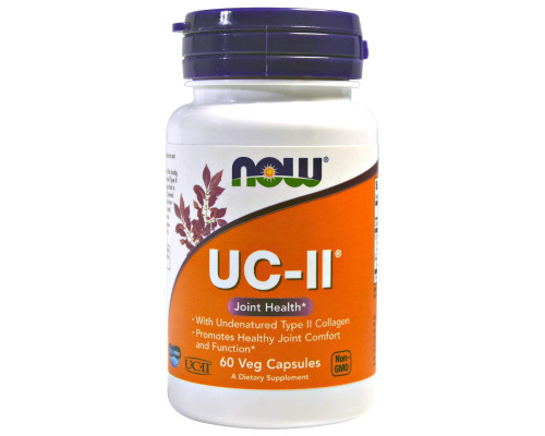 Колаген типу II, Collagen, Now Foods, для здоров'я суглобів, неденатурований, 60 вегетаріанських капсул