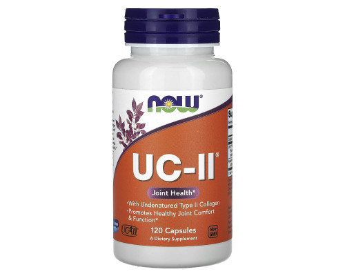 Колаген 2 типу, UC-II, Type II Collagen, Now Foods, для здоров'я суглобів, неденатурований, 120 вегетаріанських капсул