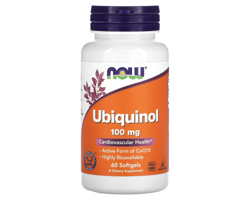 Убіхінол, Ubiquinol, Now Foods, 100 мг, 60 гелевих капсул