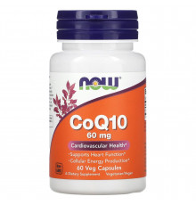 Коензим Q10, CoQ10, Now Foods, 60 мг, 60 вегетаріанських капсул