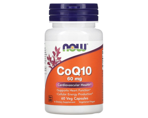 Коензим Q10, CoQ10, Now Foods, 60 мг, 60 вегетаріанських капсул