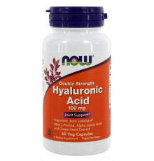 Гіалуронова кислота, Hyaluronic Acid, Now Foods, подвійна сила, 100 мг, 60 вегетаріанських капсул