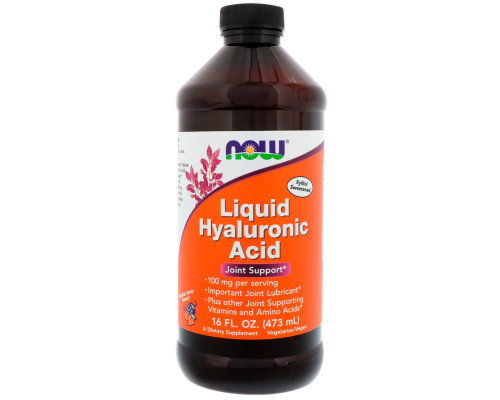 Гіалуронова кислота рідка, Hyaluronic Acid, Now Foods, ягідний смак, 100 мг, 473 мл.