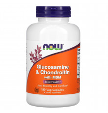 Глюкозамін та хондроїтин з MСM, Glucosamine & Chondroitin with MSM, NOW Foods, 180 рослинних капсул