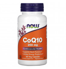 Коензим Q10, CoQ10, Now Foods, 200 мг, 60 вегетаріанських капсул