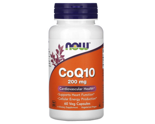 Коензим Q10, CoQ10, Now Foods, 200 мг, 60 вегетаріанських капсул
