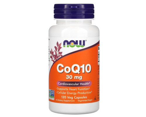 Коензим Q10, CoQ10, Now Foods, 30 мг, 120 вегетаріанських капсул
