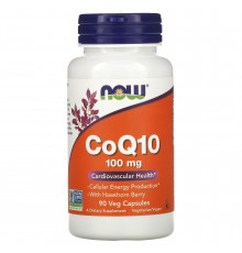 Коензим Q10 (CoQ10), Now Foods, з ягодами глоду, 100 мг, 90 капсул