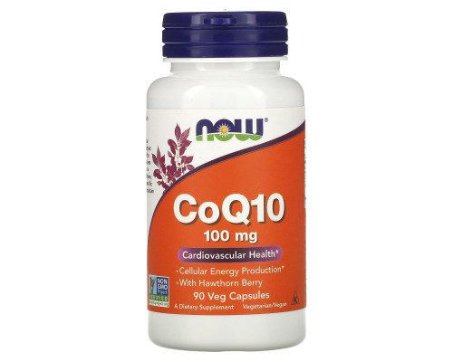 Коензим Q10 (CoQ10), Now Foods, з ягодами глоду, 100 мг, 90 капсул