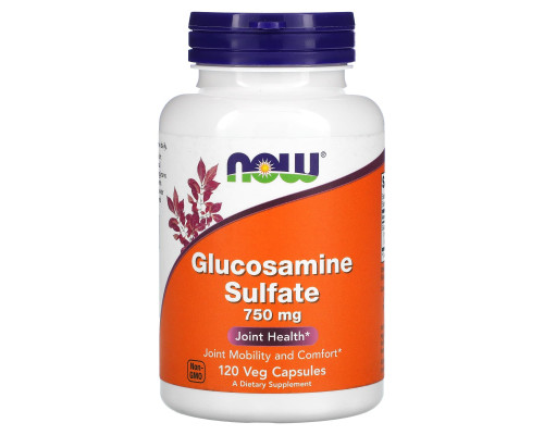 Глюкозамін сульфат, Glucosamine Sulfate, NOW Foods, 750 мг, 120 рослинних капсул