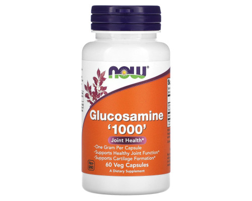 Глюкозамін, Glucosamine, Now Foods, 1000 мг, 60 рослинних капсул