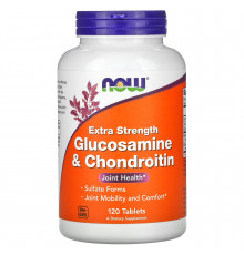 Глюкозамін та хондроїтин, Glucosamine & Chondroitin, Now Foods, екстра сила, 120 таблеток