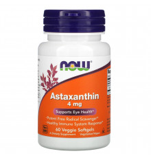 Астаксантин, Astaxanthin, NOW Foods, 4 мг, 60 вегетаріанських гелевих капсул