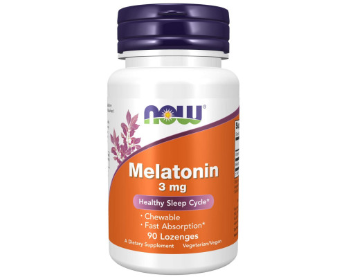 Мелатонін, Melatonin, Now Foods, 3 мг, 90 льодяників