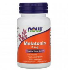 Мелатонін, Melatonin, Now Foods, 3 мг, 180 льодяників