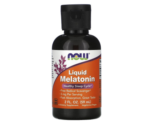 Мелатонін, Melatonin, Now Foods, 3 мг, рідкий, 59 мл