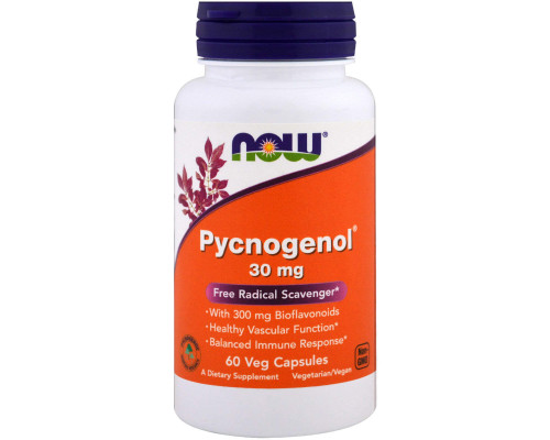 Пікногенол, Pycnogenol, Now Foods, 30 мг, 60 вегетаріанських капсул.