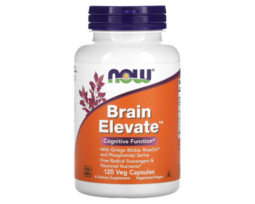 Вітаміни для пам'яті, Brain Elevate, Now Foods, 120 вегетаріанських капсул