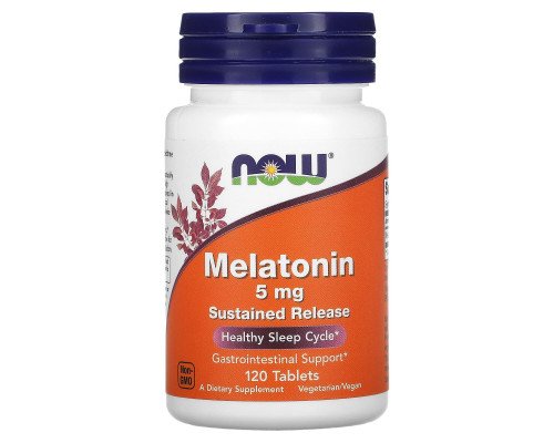 Мелатонін, Melatonin, Now Foods, 5 мг, 120 таблеток