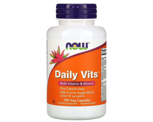 Мультивітаміни та мінерали, Daily Vits, Now Foods, 1 на день, 120 вегетаріанських капсул