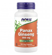 Женьшень, Panax Ginseng, Now Foods, 500 мг, 100 вегетаріанських капсул