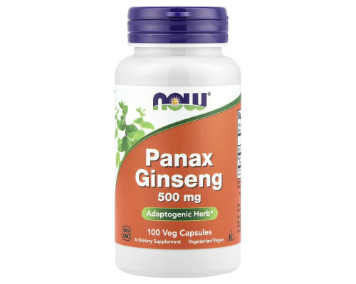 Женьшень, Panax Ginseng, Now Foods, 500 мг, 100 вегетаріанських капсул