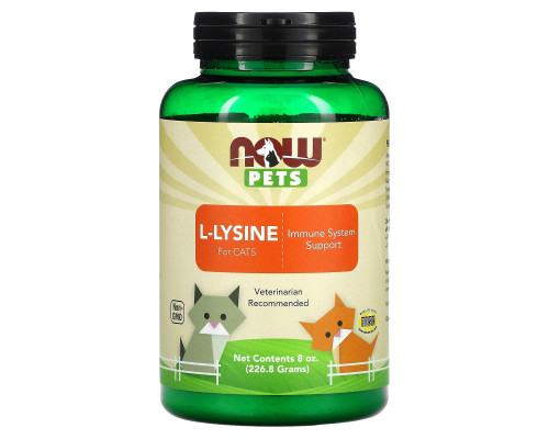 L-лізин для кішок, L-Lysine for Cats, Now Foods, Pets, 226,8 г