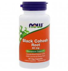 Корінь клопогону гроновидного з лакрицею і дягілем, Black Cohosh Root, Now Foods, 80 мг, 90 вегетаріанських капсул
