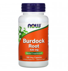 Корінь лопуха, Burdock Root, NOW Foods, 430 мг, 100 веганських капсул
