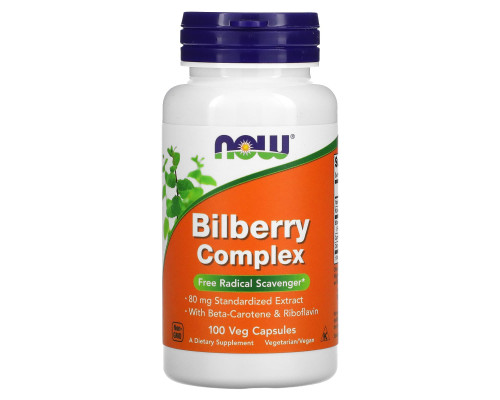 Чорниця для зору, Bilberry Complex, Now Foods, комплекс, 100 вегетаріанських капсул