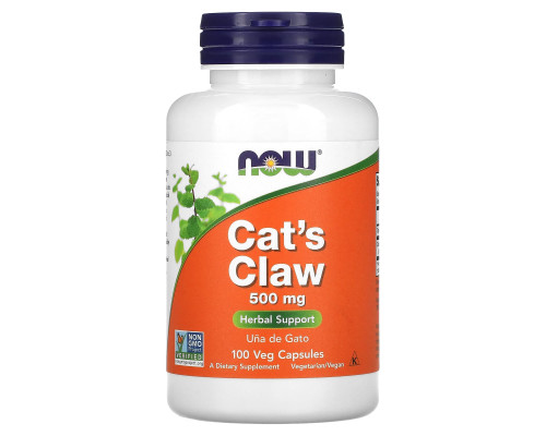 Котячий кіготь, Cat's Claw, NOW Foods, 500 мг, 100 вегетаріанських капсул