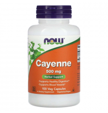 Каєнський перець, Cayenne, Now Foods, 500 мг, 100 вегетаріанських капсул