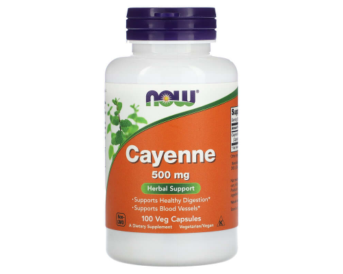 Каєнський перець, Cayenne, Now Foods, 500 мг, 100 вегетаріанських капсул