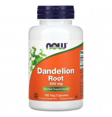 Корінь кульбаби, Dandelion Root, Now Foods, 500 мг, 100 вегетаріанських капсул