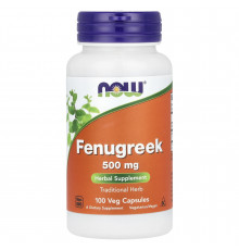Пажитник, Fenugreek, Now Foods, 500 мг, 100 вегетаріанських капсул