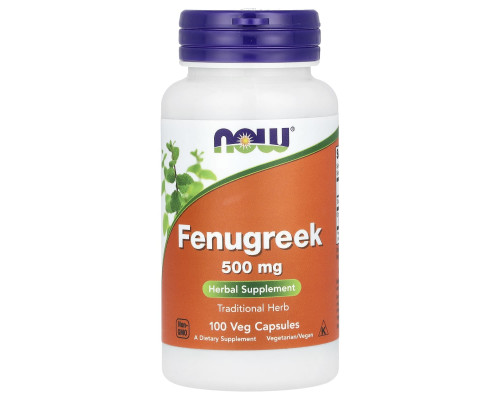 Пажитник, Fenugreek, Now Foods, 500 мг, 100 вегетаріанських капсул