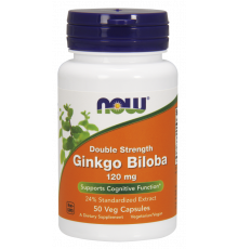 Гінкго білоба, Ginkgo Biloba, Now Foods, подвійна сила, 120 мг, 50 вегетаріанських капсул