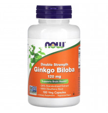 Гінкго білоба, Ginkgo Biloba, Now Foods, подвійна сила, 120 мг, 100 вегетаріанських капсул