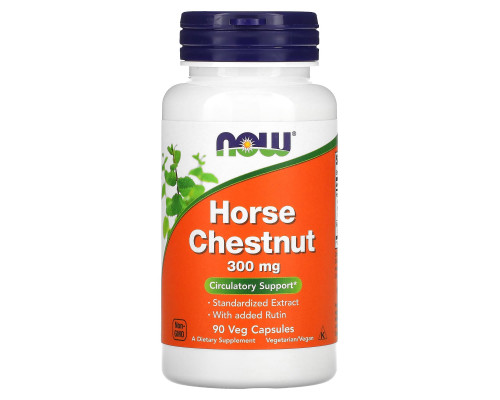 Кінський каштан та рутин, Horse Chestnut, Now Foods, 300 мг, 90 вегетаріанських капсул