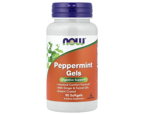 М'ята перцева, Peppermint Gels, Now Foods, 90 гелевих капсул