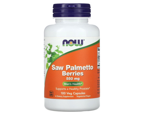 Со Пальметто, Saw Palmetto, Now Foods, ягоди, 100 рослинних капсул (550 мг на капсулі)