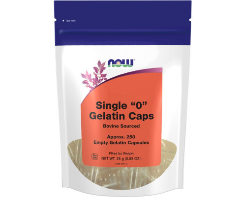 Порожні капсули "0", Single "0" Gelatin Caps, Now Foods, 250 порожніх желатинових капсул (24 г)